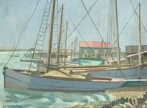 Fambridge Ferry by Harold Llewellyn Botcherby