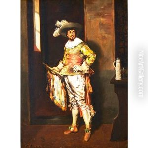 Cavalier With Plummed Hat In An Interior