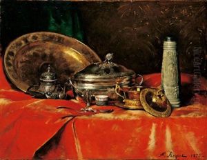 Grosses Stillleben Mit Silber- Und Goldgeschirr by Ferdinand Victor Leon Roybet