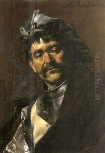 Portrait D'homme Au Chapeau Et Cuirasse