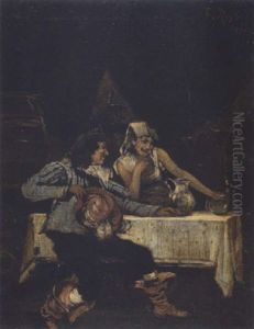 Frohliche Zecher by Ferdinand Victor Leon Roybet