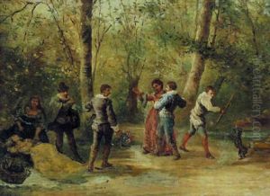 Exterior Med Personer I Festligt Lag by Ferdinand Victor Leon Roybet