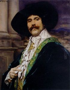 Gentilhomme A La Cape De Velours Vert