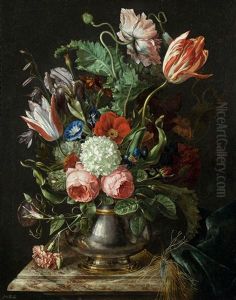 Blumen In Versilberter Metallvase by Willem Frederik van Royen