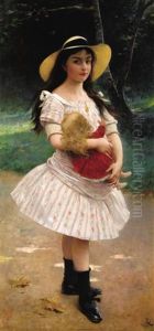 Portrait Of Young Girl With Doll by Lionel Noel Royer