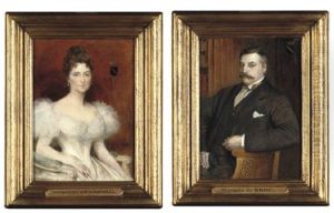 Portrait Of The Marquis De Broc (+ Portrait Of The Marquise De Broc; Pair) by Lionel Noel Royer