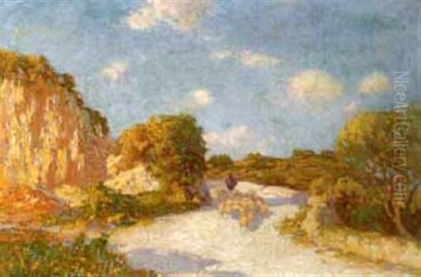 Sudliche Landschaft Mit Schafherde Auf Weg - view 1