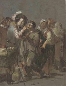 The Quack Dentist by Andries Dirksz. Both