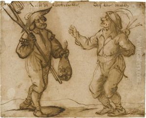 Two Peasant Characters From Popular Theatre by Andries Dirksz. Both