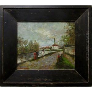 Untitled (figures Along Canal) by Arthur Dominique Rozaire