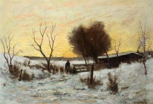 Shepherd And His Flock, Winter by Arthur Dominique Rozaire