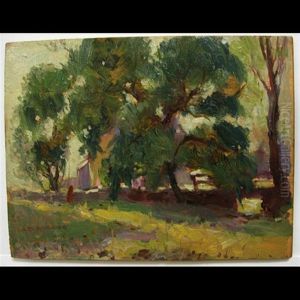 Trees, Figure And House by Arthur Dominique Rozaire