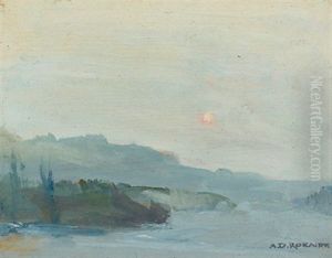 Tonal River Scene At Sunset by Arthur Dominique Rozaire
