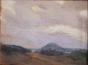 Landscape Under A Pink Sky by Arthur Dominique Rozaire