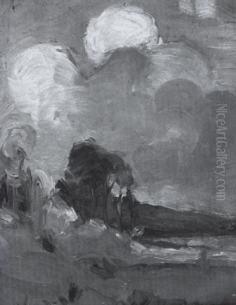 Landscape With Grey Clouds In A Turquoise Sky - view 1