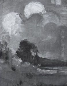 Landscape With Grey Clouds In A Turquoise Sky by Arthur Dominique Rozaire