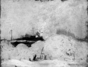City With Snow And Figures City With Snow And Figures