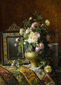 Nature Morte Au Bouquet Des Roses Dans Une Vase Ottomane