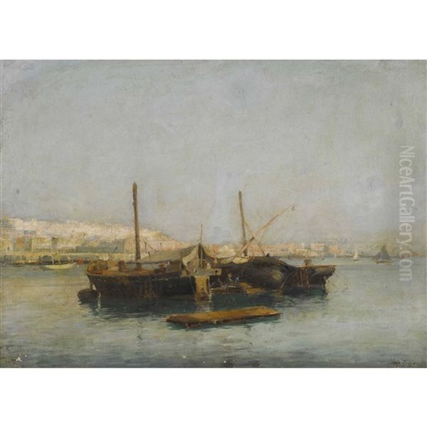 Mittelmeerhafen Mit Ankernden Fischerbooten - view 1
