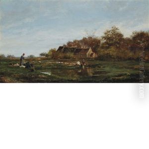 Washerwomen By A Stream
