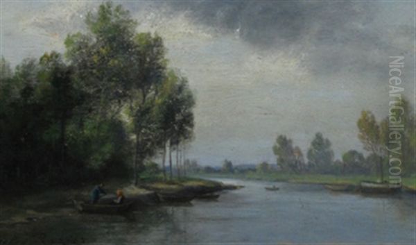 A River Scene (+ Cattle In A Landscape; 2 Works) - view 1
