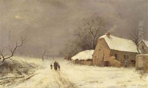 Winterlandschaft Mit Fussgangern