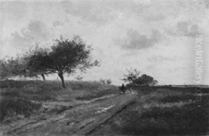 Landschaft In Der Picardie Mit Eselreiter