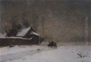 Winterlandschaft Mit Fuhrwerk Und Hund Winterlandschaft Mit Fuhrwerk Und Hund