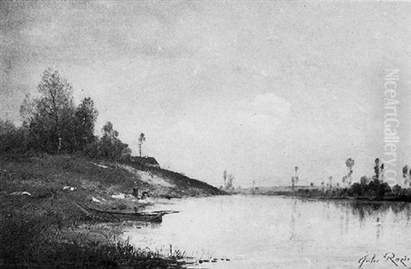 Barque Et Lavadiere En Bord D'etang - view 1