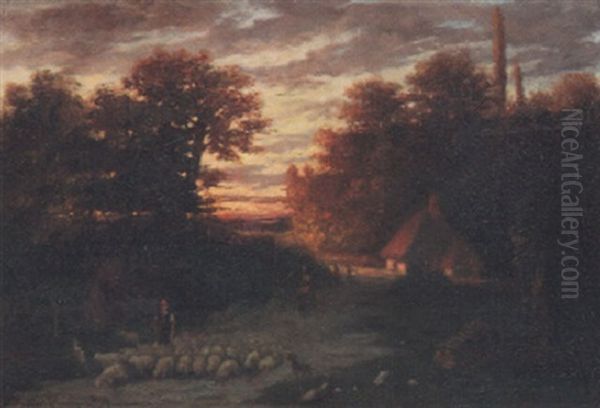 Hirtenszene Bei Sonnenuntergang - view 1