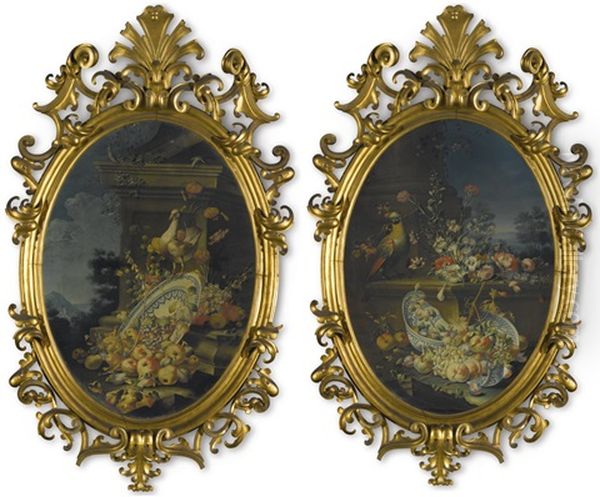 A Pair Of Still Lifes With Fruit And Birds In Landscapes (2) - view 1
