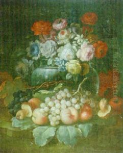 A Still Life Of Fruit, Mushrooms And Flowers In A Vase