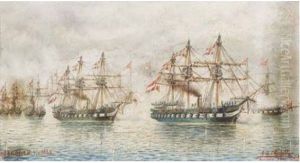 Beflaggte Osterreichische Kriegsschiffe, Helgoland 9. 6. 1864