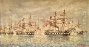 Beflaggte Osterreichische Kriegsschiffe by Ludwig Rubelli Von Sturmfest