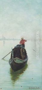 Morgenstimmung Mit Gondoliere In Venedig by Giuseppe De Rubelli