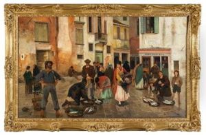 Il Mercato Del Pesce A Venezia by Franz Leo Ruben