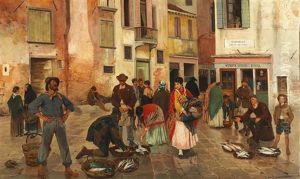 Fish Market In Venice by Franz Leo Ruben