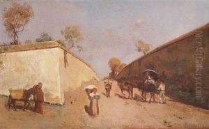 Italienische Dorfstrasse by Franz Leo Ruben