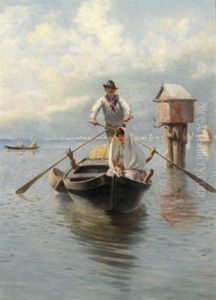 Fischerboot In Der Lagune Von Venedig by Franz Leo Ruben