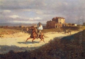 Reiter In Der Romischen Campagna by Franz Leo Ruben