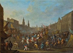 Karneval In Einer Stadt by Arnold Frans (Francesco) Rubens