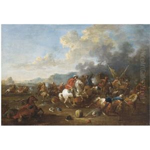 A Cavalry Skirmish by Arnold Frans (Francesco) Rubens