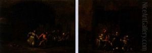 Tavern Scene With Figures And Dogs