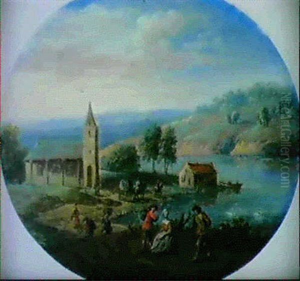 Flusslandschaft Mit Kirche - view 1