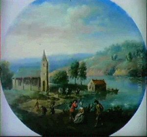 Flusslandschaft Mit Kirche by Arnold Frans (Francesco) Rubens