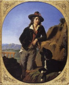 Italiaans Landschap Met Jonge Muzikant by Luigi Rubio