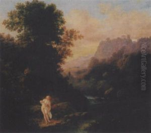 Flusslandschaft Mit Badenden by Franz Rucker