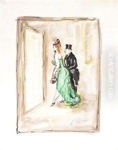 Couple In Evening Dress by Konstantin Ivanovich Rudakov