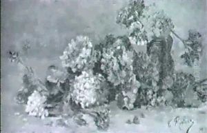 Geranienstilleben by Henri Edmond Rudaux