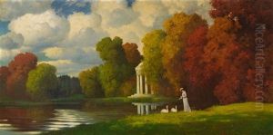 Westa-tempel Im Englischen Garten by Eduard Ruedisuehli
